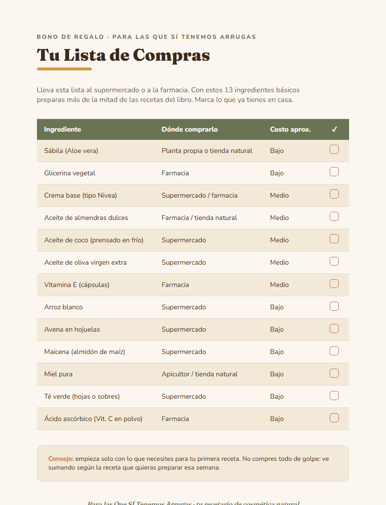 Regalo: lista de compras imprimible