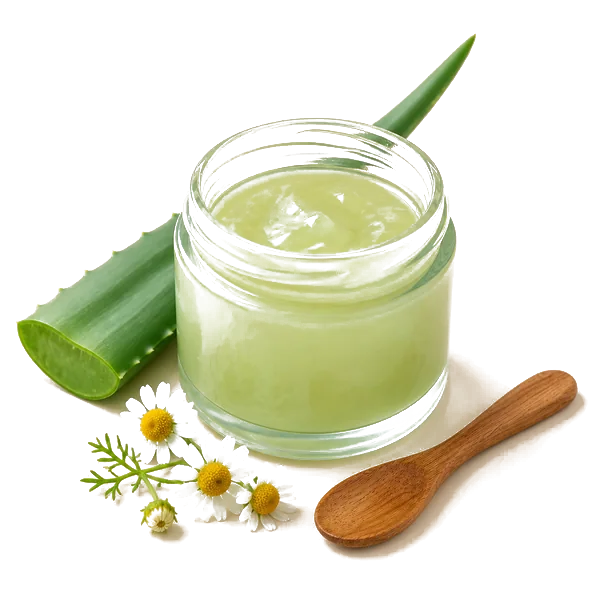 Gel casero de aloe vera en frasco de vidrio